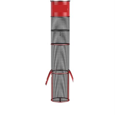 MTADSBKFP Foldable Floating Stainless Steel Fishing Net Bag with Double Ring, Black and Red, 25 cm/35 cm (35 x 1.6 m)