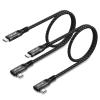 OTraki Short USB-C Cable, 20 cm, 2-Pack, 240W, 90° USB-C to USB-C view 1