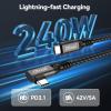 OTraki Short USB-C Cable, 20 cm, 2-Pack, 240W, 90° USB-C to USB-C view 2