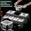 Pizza Topping Station Spice Rack Set, Stainless Steel, Removable Containers, 9 Grids/15 cm, Silver-B view 4