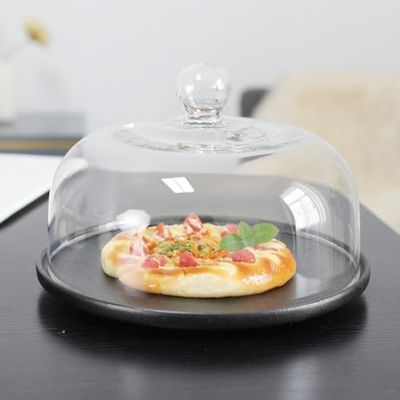 Borosilicate Glass Microwave Cover with Tray, 1 Set, Transparent Acrylic Cake Dome