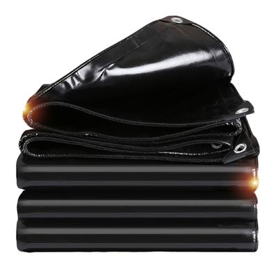PVC Tarpaulin 520 g/m², 1 x 11 m, Waterproof Truck Tarp with Eyelets, Black