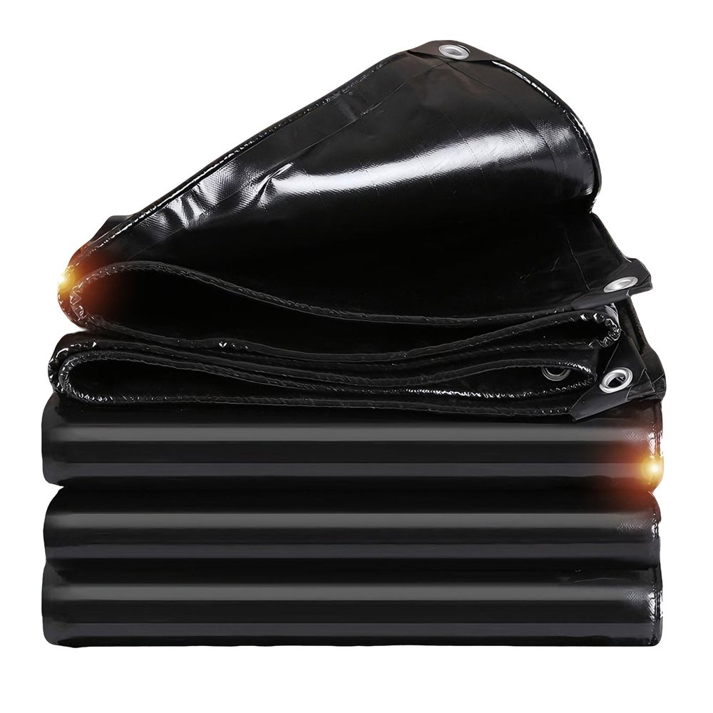 PVC Tarpaulin 520 g/m², 1 x 11 m, Waterproof Truck Tarp with Eyelets, Black