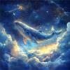 5D Whale and Cloud Diamond Painting, 90 x 120 cm view 1