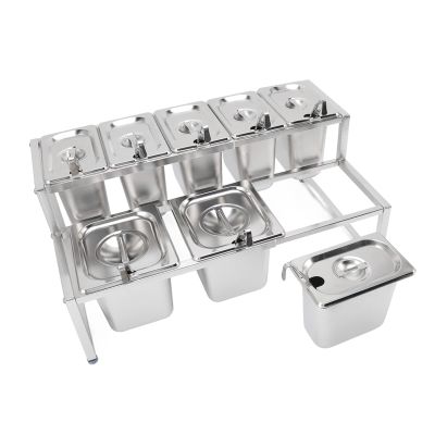 Stainless Steel Pizza Topping Station, 0.7 mm, 1.6–2.2 L Containers