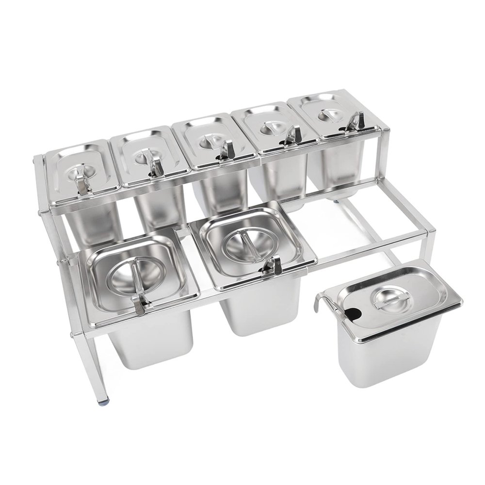 Stainless Steel Pizza Topping Station, 0.7 mm, 1.6–2.2 L Containers