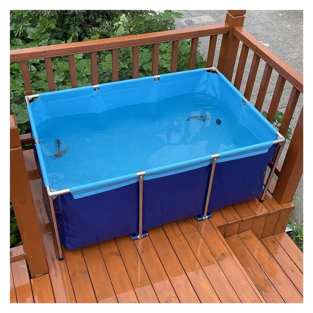 Generic Portable Foldable Fish Pond with Drain Valve, Above-Ground Canvas Fish Tank for Indoor Use, Temporary Swimming Pool for Children and Pets (1.0 x 60 x 48 cm)