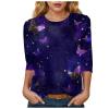 Generisch Galaxy Women's 3D Galaxy Print Shirt, 3/4-Sleeve Crew-Neck Blouse Top view 1