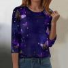 Generisch Galaxy Women's 3D Galaxy Print Shirt, 3/4-Sleeve Crew-Neck Blouse Top view 3