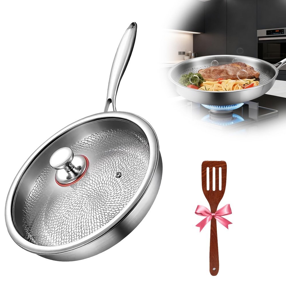 Titanium Hammered Frying Pan with Lid, 26 cm