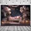 Princess Balloon Backdrop, Flower Balloon Photography Backdrop, Moon Flowers, Fantasy Fairy Tale Party Decoration Banner, Pink Princess Birthday Backdrop (C, 150 x 210 cm) view 1