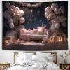 Princess Balloon Backdrop, Flower Balloon Photography Backdrop, Moon Flowers, Fantasy Fairy Tale Party Decoration Banner, Pink Princess Birthday Backdrop (C, 150 x 210 cm) view 3