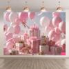 Princess Balloon Photography Backdrop with Flowers and Clouds view 1