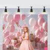 Princess Balloon Photography Backdrop with Flowers and Clouds view 2