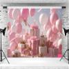 Princess Balloon Photography Backdrop with Flowers and Clouds view 3