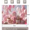 Princess Balloon Photography Backdrop with Flowers and Clouds view 4