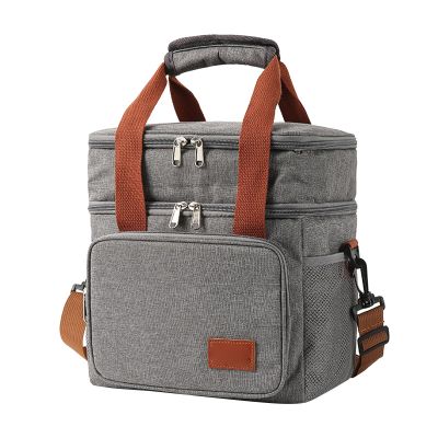 Jectse Insulated Lunch Bag, 3-Layer Leakproof Cooler Bag with Adjustable Shoulder Strap, for Camping, Travel, Beach, Work, and Picnics (GREY)