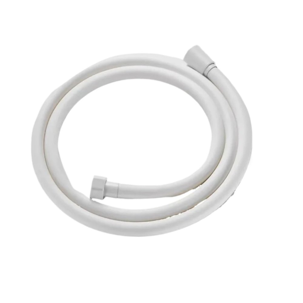 1-Pc. Smooth Flexible Shower Hose, Silver-Black, G1/2 Universal, White, 200 cm