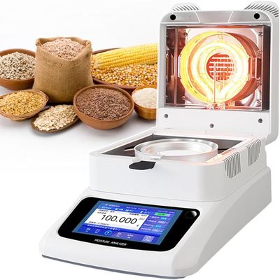 Halogen Moisture Analyzer, 0.01% Accuracy, 120 g Capacity, Touchscreen, Laboratory Moisture Analyzer for Agricultural Testing+