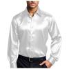 Duohropke Men's Luxury Satin Dress Shirts, Shiny Silk-Like Long-Sleeve Button-Down Casual Regular-Fit Wedding Party Prom Tops view 1