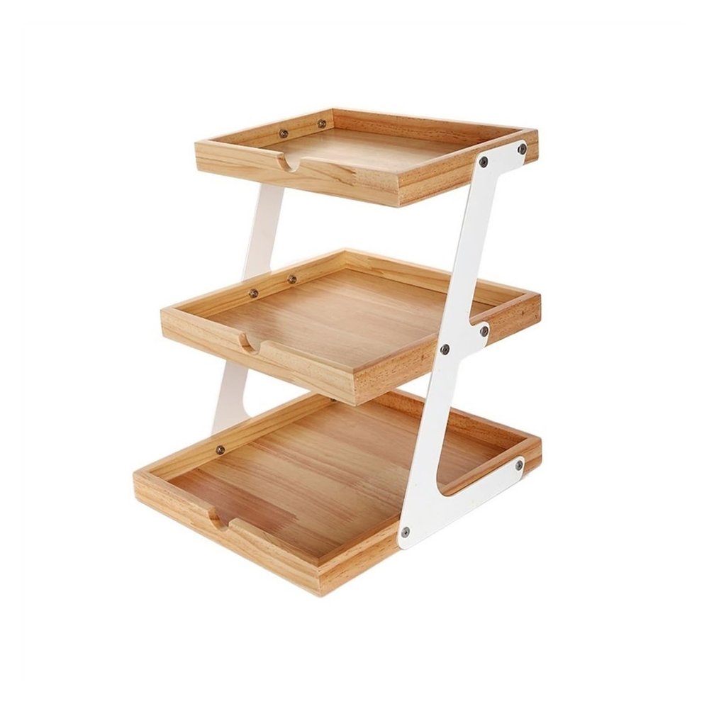 Kx9Lb8d 3-Tier Cake Stand and Bread Rack, White, 50 cm