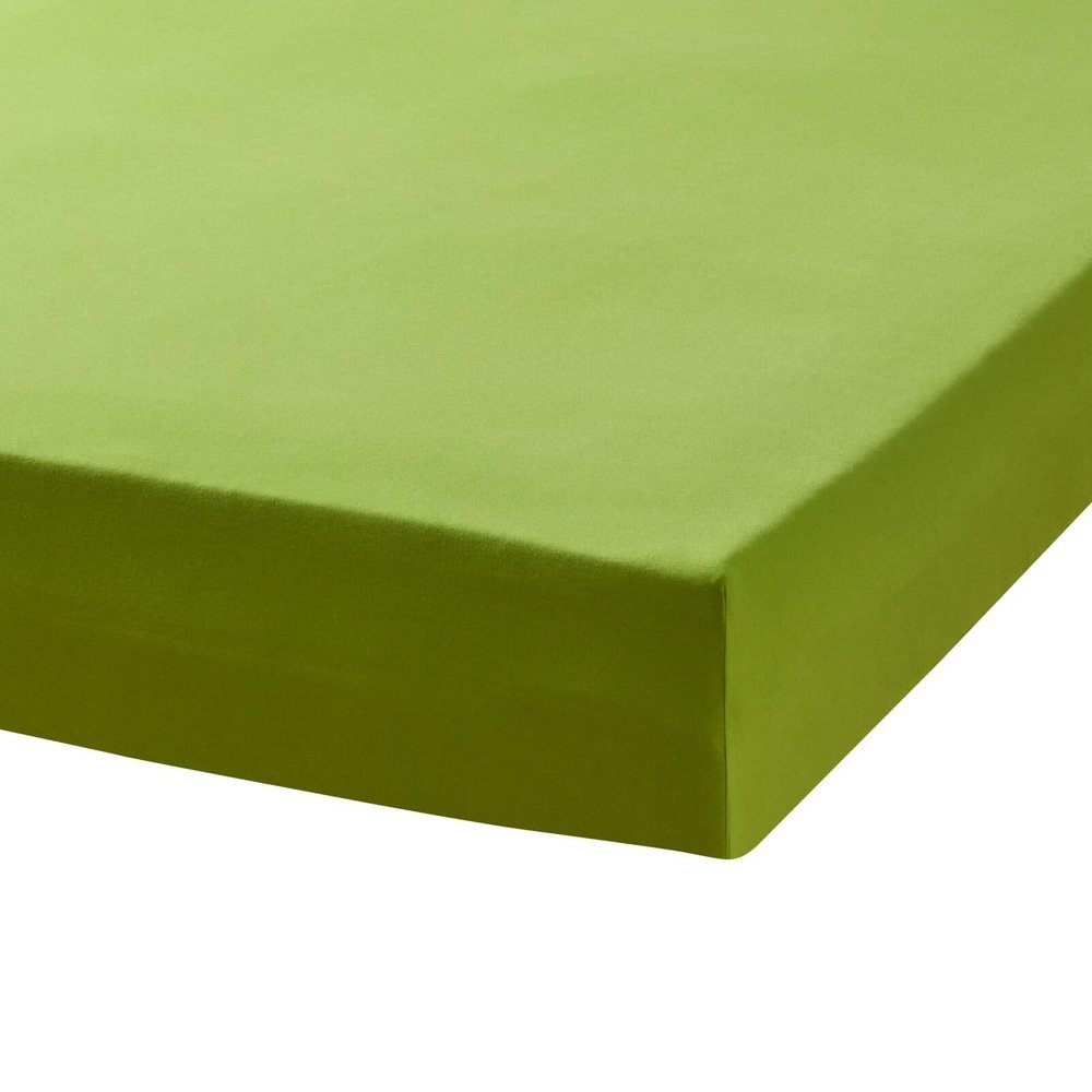 TRAUMSCHLAF Premium Interlock Jersey Fitted Sheet, 100% Cotton, Fits Mattresses up to 30 cm, 90x200–100x200 cm, Apple Green