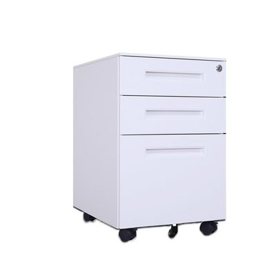 Mobile Vertical File Cabinet with Wheels, 3 Drawers, White Steel Organizer for Home and Office