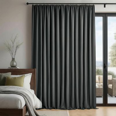 QINLIQIN Blackout Curtain, Pencil Pleat, 118 x 151 cm, Dark Gray