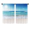 Treer Bistro Café Curtains, 2-Pack, Beach Print, 60 x 60 cm, Sea Blue view 2
