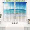 Treer Bistro Café Curtains, 2-Pack, Beach Print, 60 x 60 cm, Sea Blue view 4