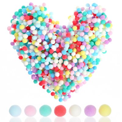 1000 Colorful Craft Pom Poms - 1cm Mini Felt Balls
