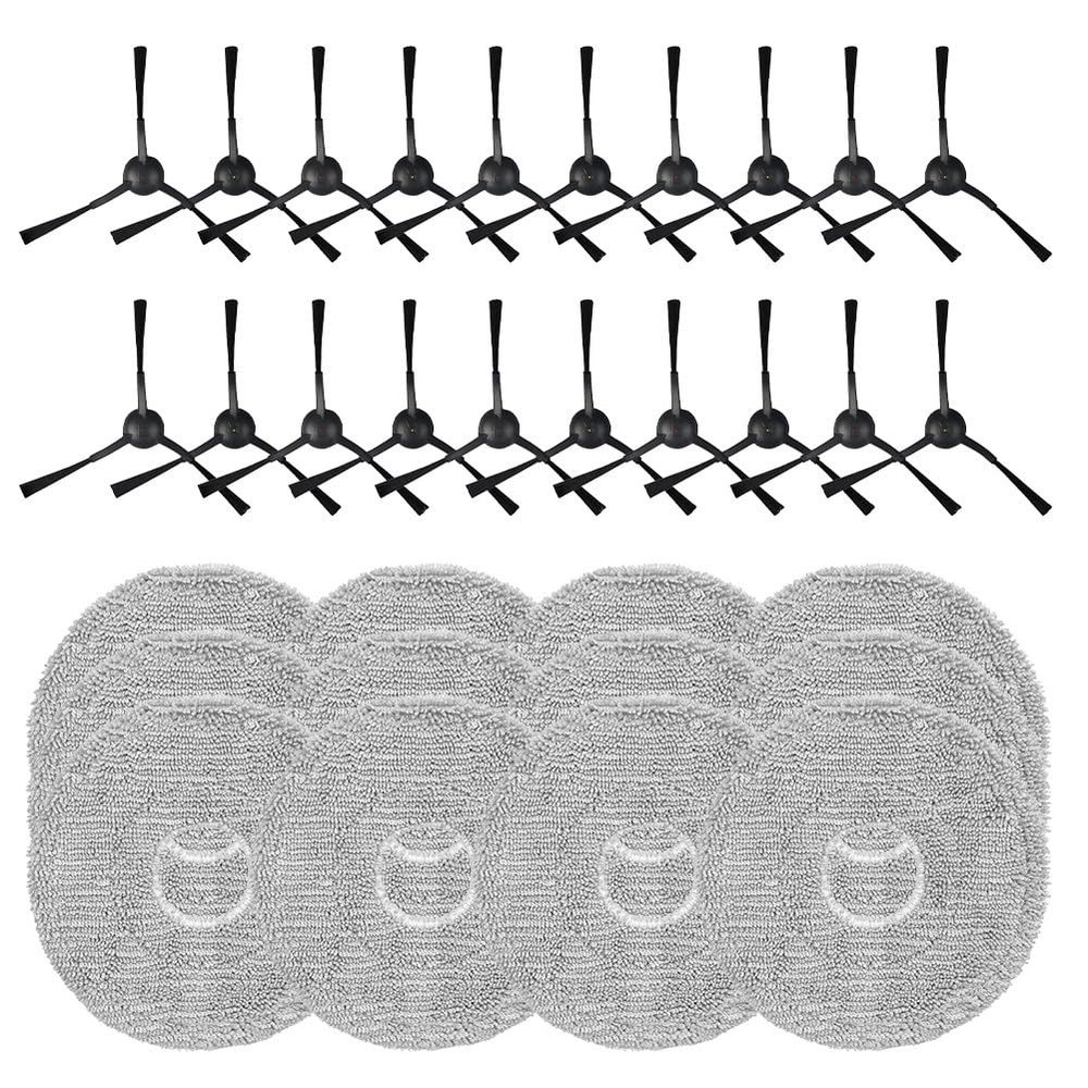CashMuch Side Brush and Mop Set for Q7 Robot Vacuums, 20 Side Brushes + 12 Fiber Pads