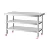 3-Tier Stainless Steel Rolling Table with Wheels, 70 x 50 x 80 cm view 1
