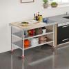 3-Tier Stainless Steel Rolling Table with Wheels, 70 x 50 x 80 cm view 2
