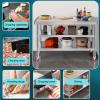 3-Tier Stainless Steel Rolling Table with Wheels, 70 x 50 x 80 cm view 3