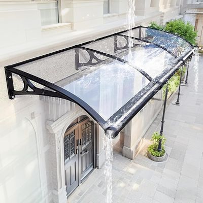 Ddasam Arched Door Canopy, UV Protection & 100% Waterproof, Polycarbonate and Aluminum, 100 x 90 cm