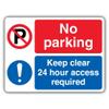 V Safety "No Parking/Keep Clear/Access Required" Sign, Double Symbol, Landscape, 600 x 450 mm, RA1 Reflective 3 mm Aluminum Composite view 1