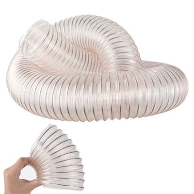 10 ft Flexible PU Dust Collection Hose, Heavy-Duty Hose with Stainless Steel Clamps for Shop Vacuums, Table Saws and Miter Saws, 90 mm Diameter