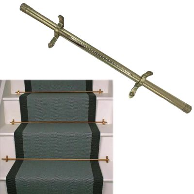 Vintage Brass Stair Runner Rod Set, 20.50-Inch Adjustable Rod with Brackets and Screws, Decorative Carpet Rod for Stairs, 1 Pc
