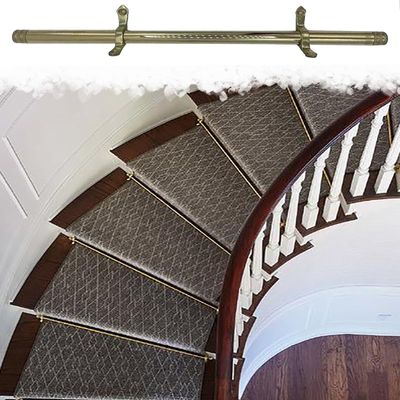 Adjustable Non-Slip Stair Runner Rods with Brackets, 145 cm (4.8 ft), Indoor