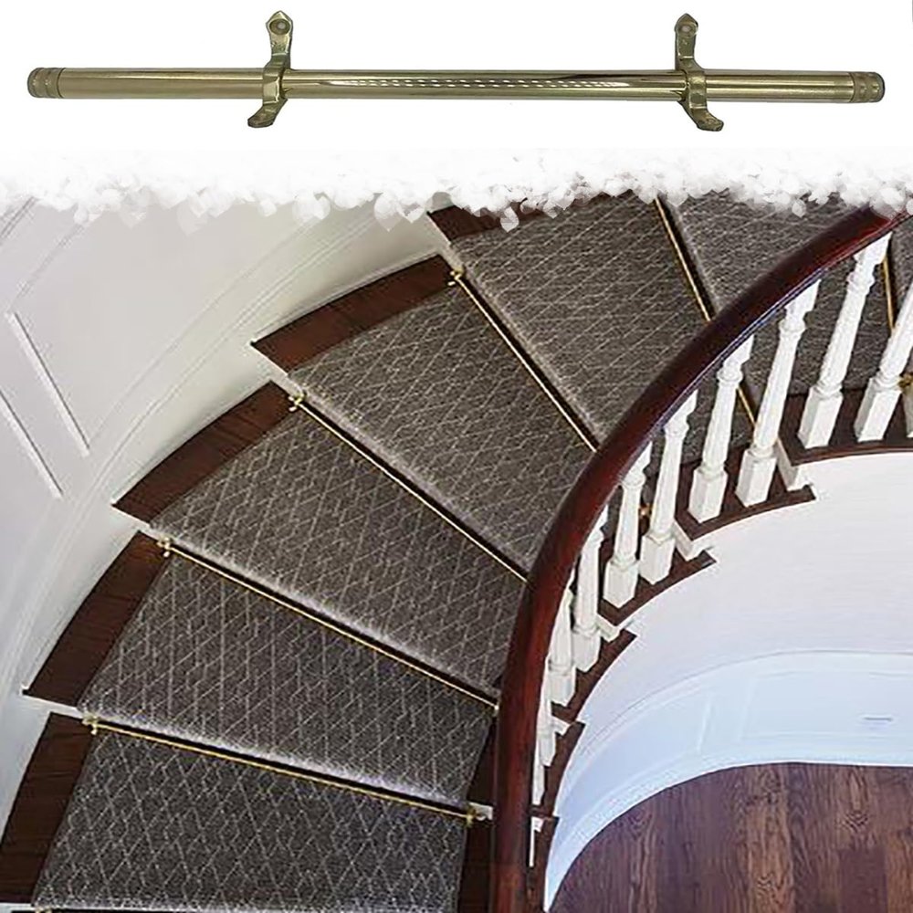 Adjustable Non-Slip Stair Runner Rods with Brackets, 145 cm (4.8 ft), Indoor