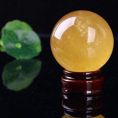 NIBHZ Natural Yellow Citrine Crystal Sphere, 3.1 in