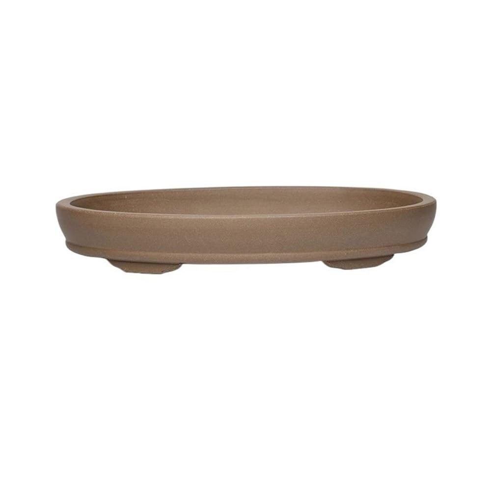 CHENGAIJIAN Elliptical Purple Sand Clay Plant Saucer, Gray, 12.2 in