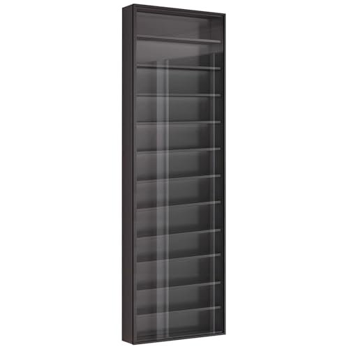 Wall Display Cabinet, Multi-Tier Shelf for Figures & Models, 5–12-Tier Storage Case with Doors, 101.6 x 32.5 cm