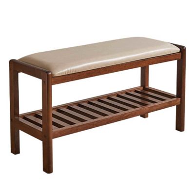 Walnut Wood Shoe Rack with Shelf, 80 cm