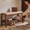 Walnut Wood Shoe Rack with Shelf, 80 cm view 2