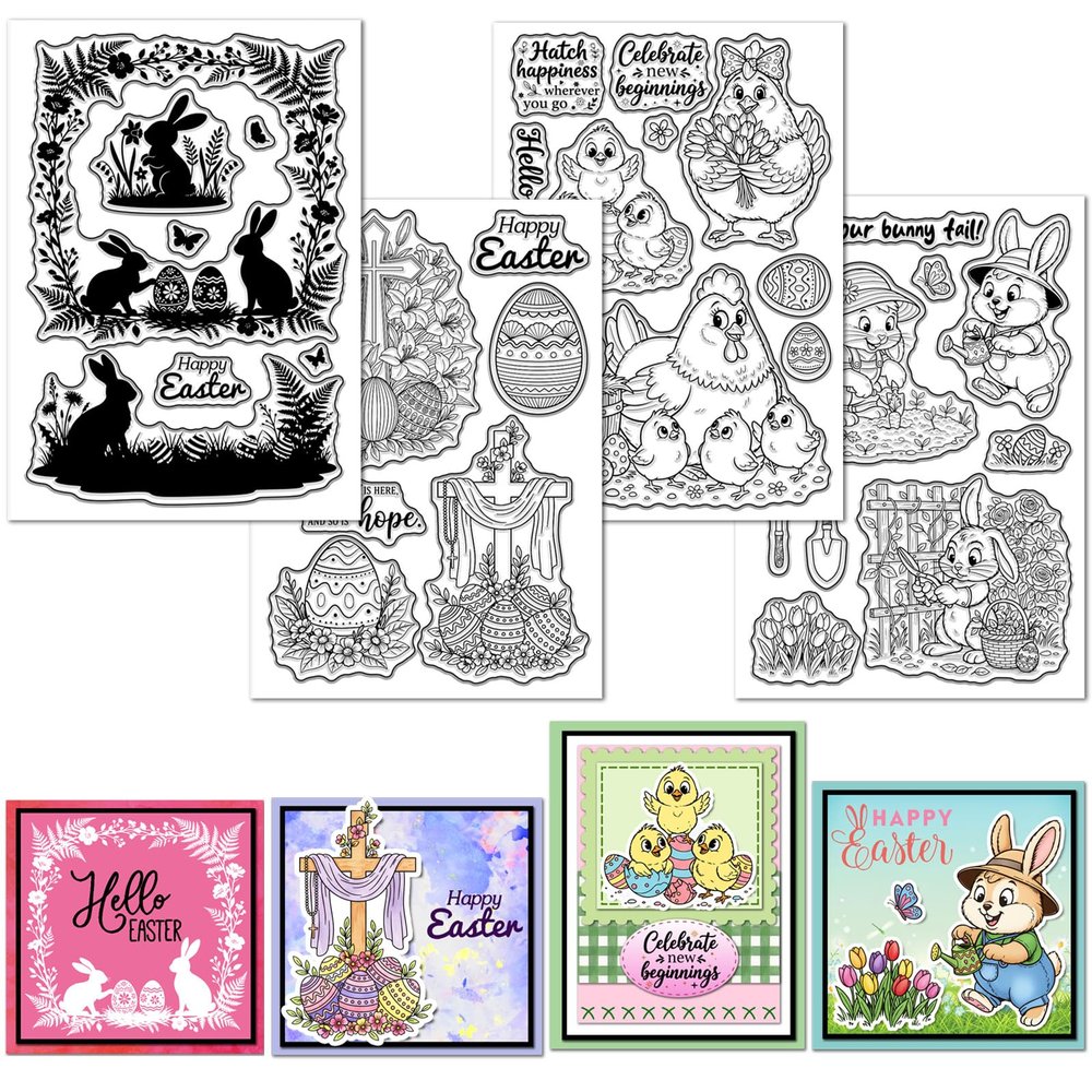 GLOBLELAND 4-Sheet Clear Easter Animal Stamps Set for DIY Journaling, Scrapbooking, Photo Albums & Card Making