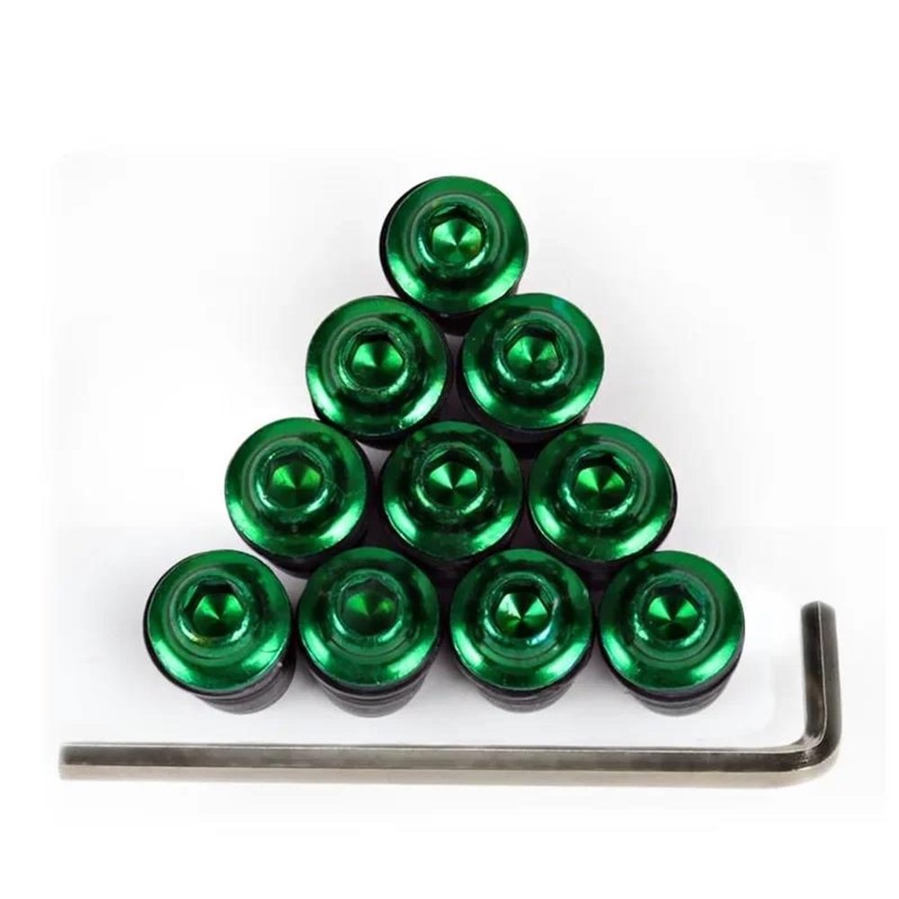 For Yamaha TMAX 500/530, TDM 900: 5 mm, 10-Piece Motorcycle Windshield Screws and Nuts (Green)