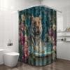 NAWVNMI Playful Tiger Shower Curtain, 180 x 180 cm, Blue-Green Tropical Floral Design view 3