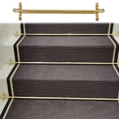 Brass Stair Runner Rods with Ball-Shaped Finials and Brackets, Vintage Stair Rods (1/2 Inch), 5-Pack (15.7 Inches) for Carpet Runners and Home Decor